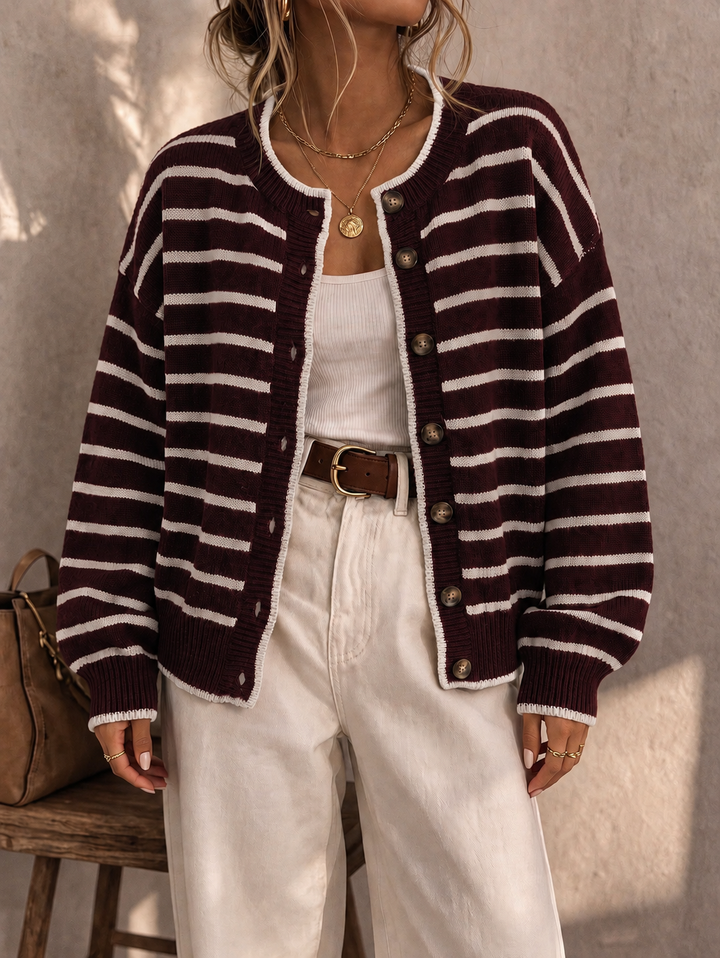 Mabel | Cardigan en maille rayé