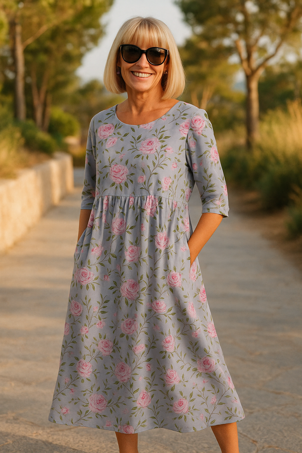 Elize - Robe midi décontractée - Élégance sans effort, Confort au quotidien