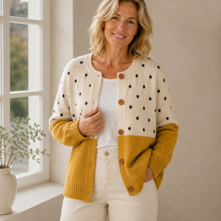 Monique | Gilet jaune à boutons