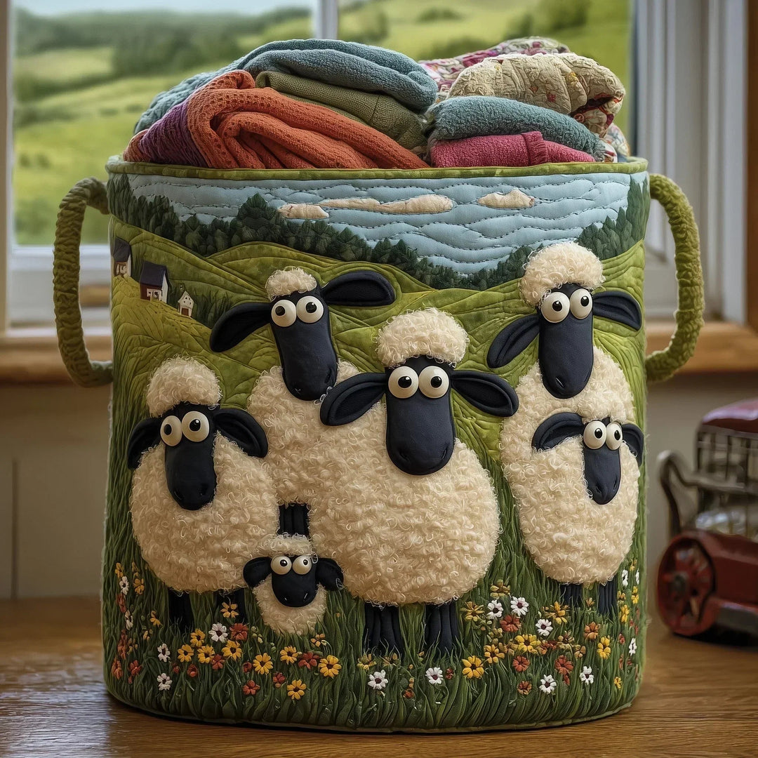 Mouton et Fleurs | Panier de Rangement Matelassé