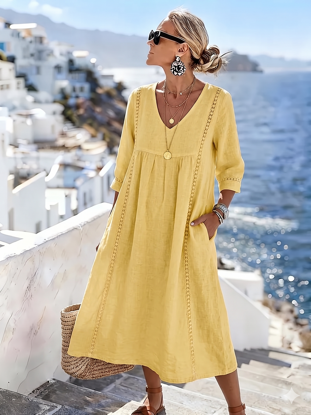 Helena - Robe décontractée et ample en dentelle patchwork