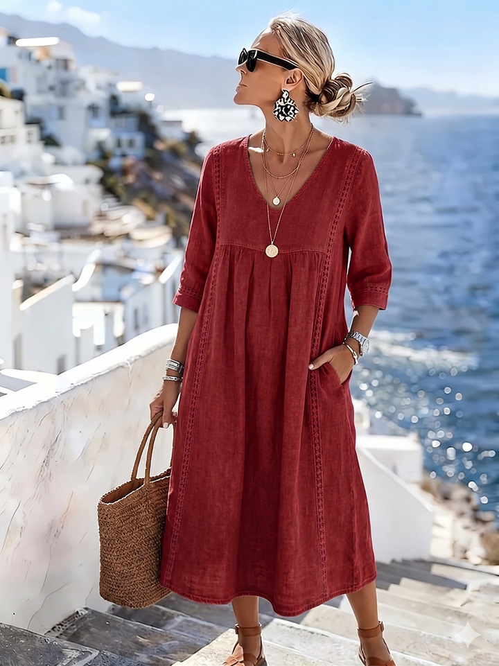 Helena - Robe décontractée et ample en dentelle patchwork