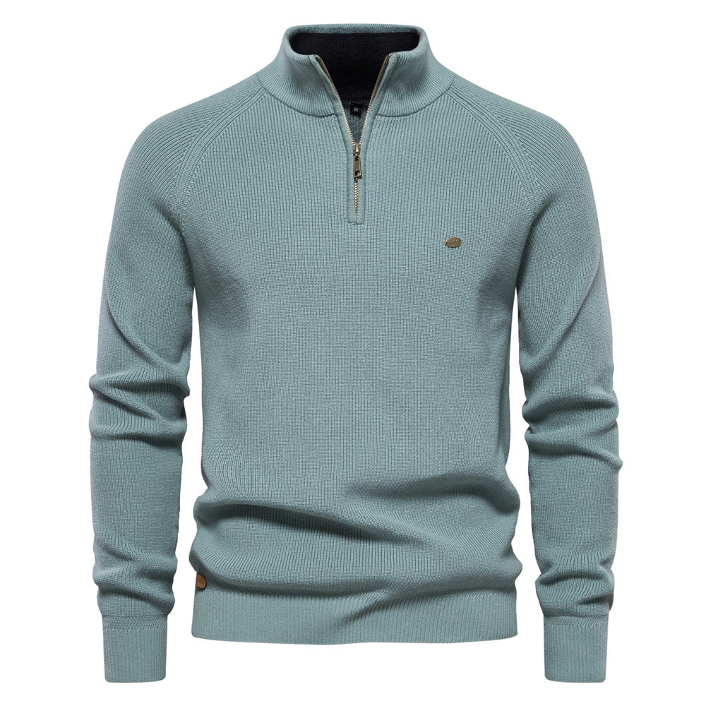 MAISON LUMIÈRE | Pull Demi-Zip Maille Côtelée Pierre