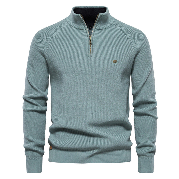 MAISON LUMIÈRE | Pull Demi-Zip Maille Côtelée Pierre