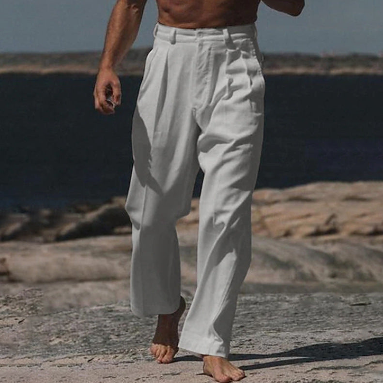 MAISON LUMIÈRE | THEO PANTALONS EN LIN À JAMBES LARGES