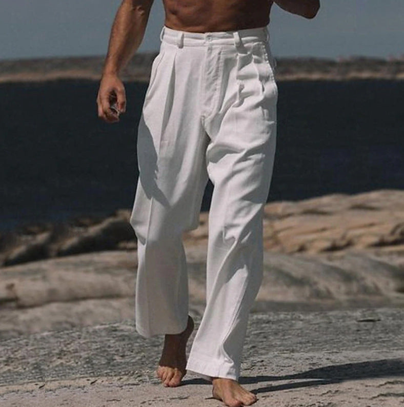 MAISON LUMIÈRE | THEO PANTALONS EN LIN À JAMBES LARGES