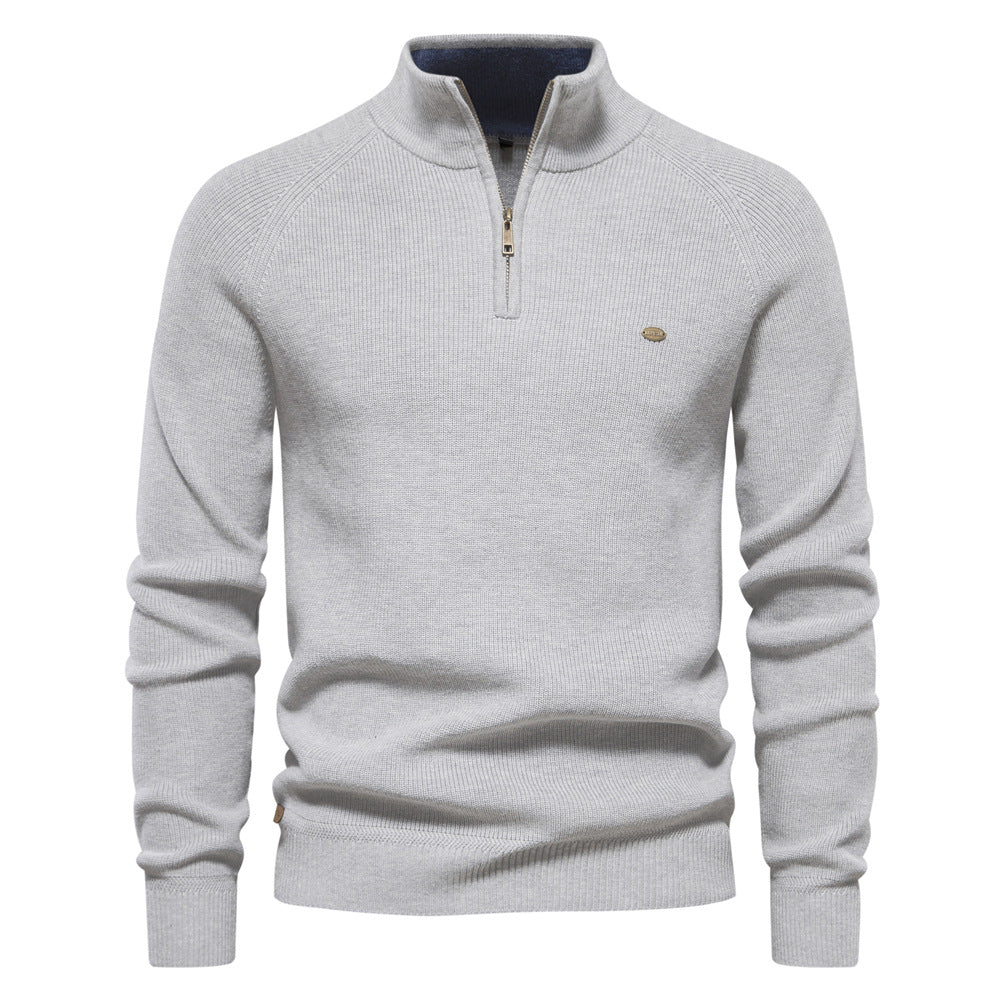 MAISON LUMIÈRE | Pull Demi-Zip Maille Côtelée Pierre