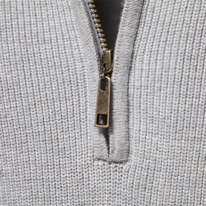 MAISON LUMIÈRE | Pull Demi-Zip Maille Côtelée Pierre