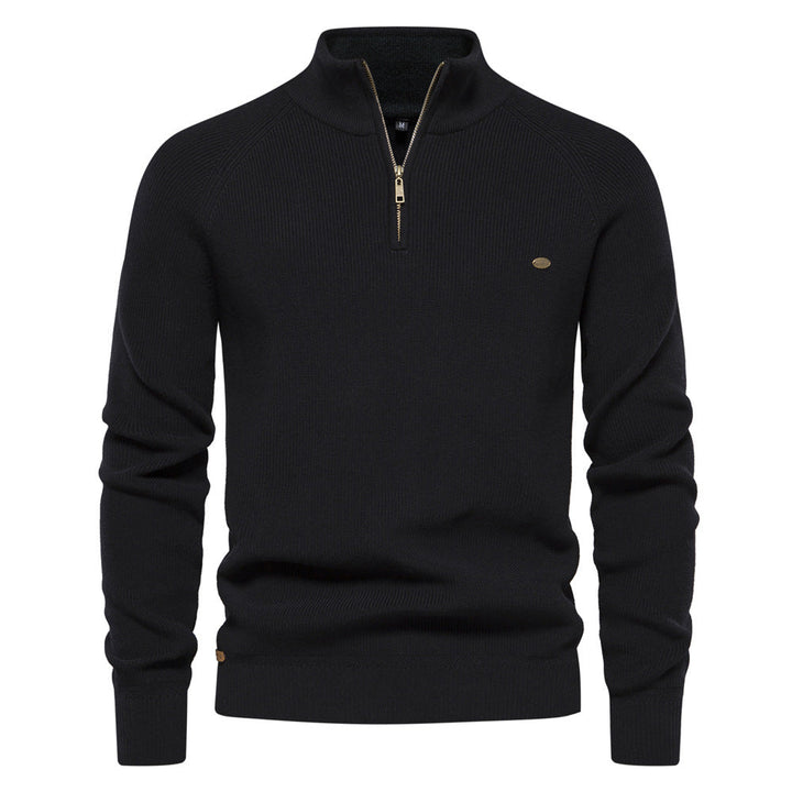 MAISON LUMIÈRE | Pull Demi-Zip Maille Côtelée Pierre