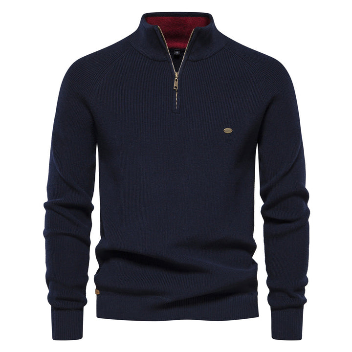 MAISON LUMIÈRE | Pull Demi-Zip Maille Côtelée Pierre