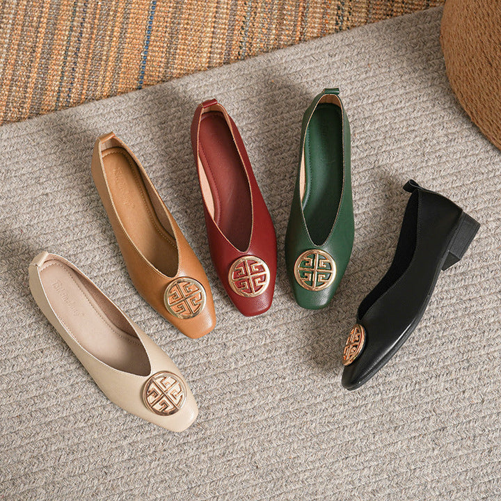 MAISON LUMIÈRE | Ballerines Cuir Bout Carré Brigitte
