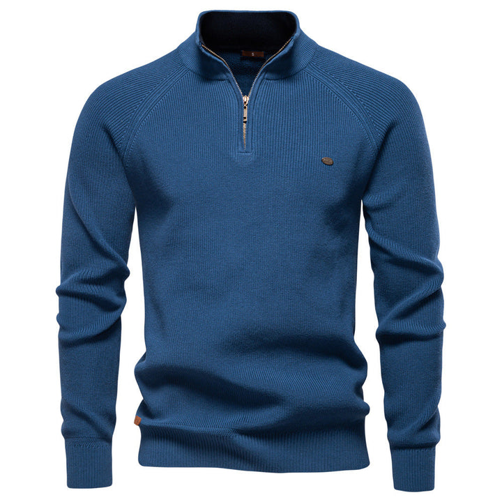 MAISON LUMIÈRE | Pull Demi-Zip Maille Côtelée Pierre