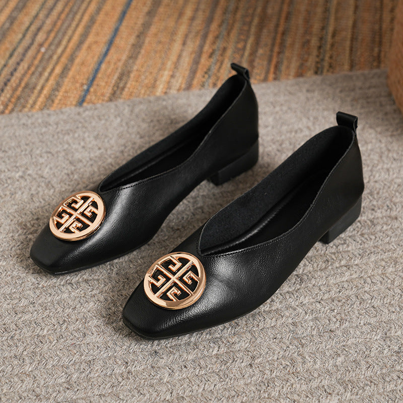 MAISON LUMIÈRE | Ballerines Cuir Bout Carré Brigitte