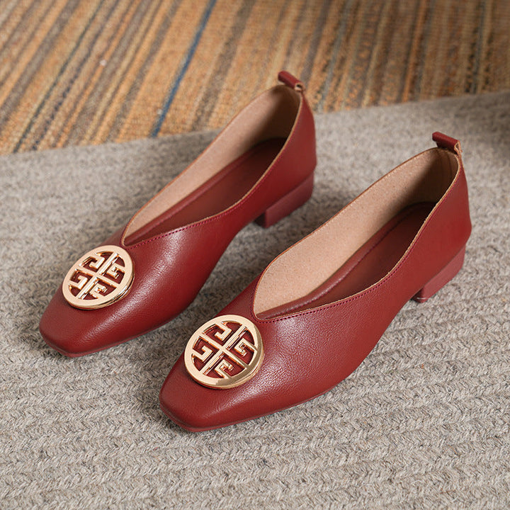 MAISON LUMIÈRE | Ballerines Cuir Bout Carré Brigitte