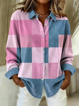 MAISON LUMIÈRE | Cardigan Carreaux Rose et Bleu Isabelle
