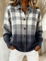 MAISON LUMIÈRE | Cardigan Carreaux Gris Dégradés Amélie