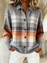 MAISON LUMIÈRE | Cardigan Carreaux Dégradés Chauds Mathilde