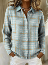 MAISON LUMIÈRE | Cardigan Carreaux Bleu Ciel Pauline