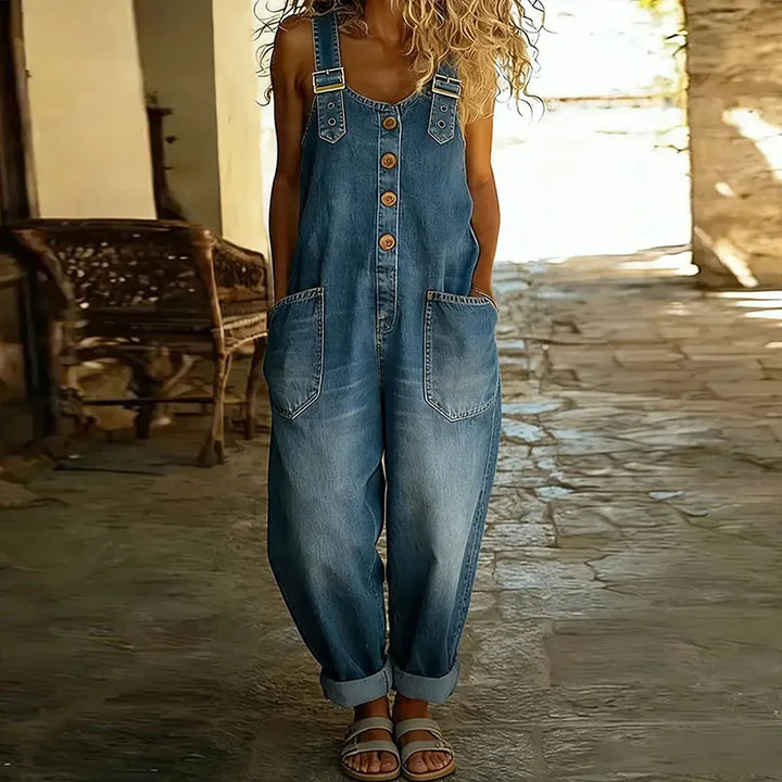 Mae | Salopette en denim vintage avec bretelles réglables