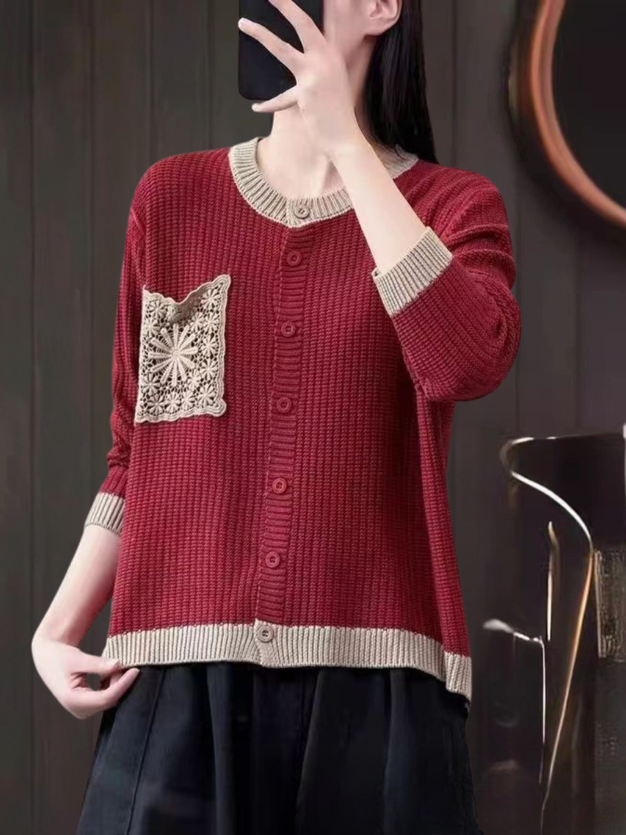 MAISON LUMIÈRE | Cardigan Maille Gaufrée à Poches Sandrine
