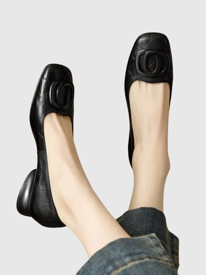 MAISON LUMIÈRE | Ballerines en Cuir Bout Carré Margot