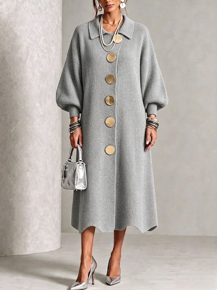 Evelyn | Robe élégante en maille boutonnée