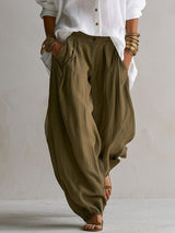 Capucine | Chemise Blanche Ample et Pantalon Lantern Vert Olive