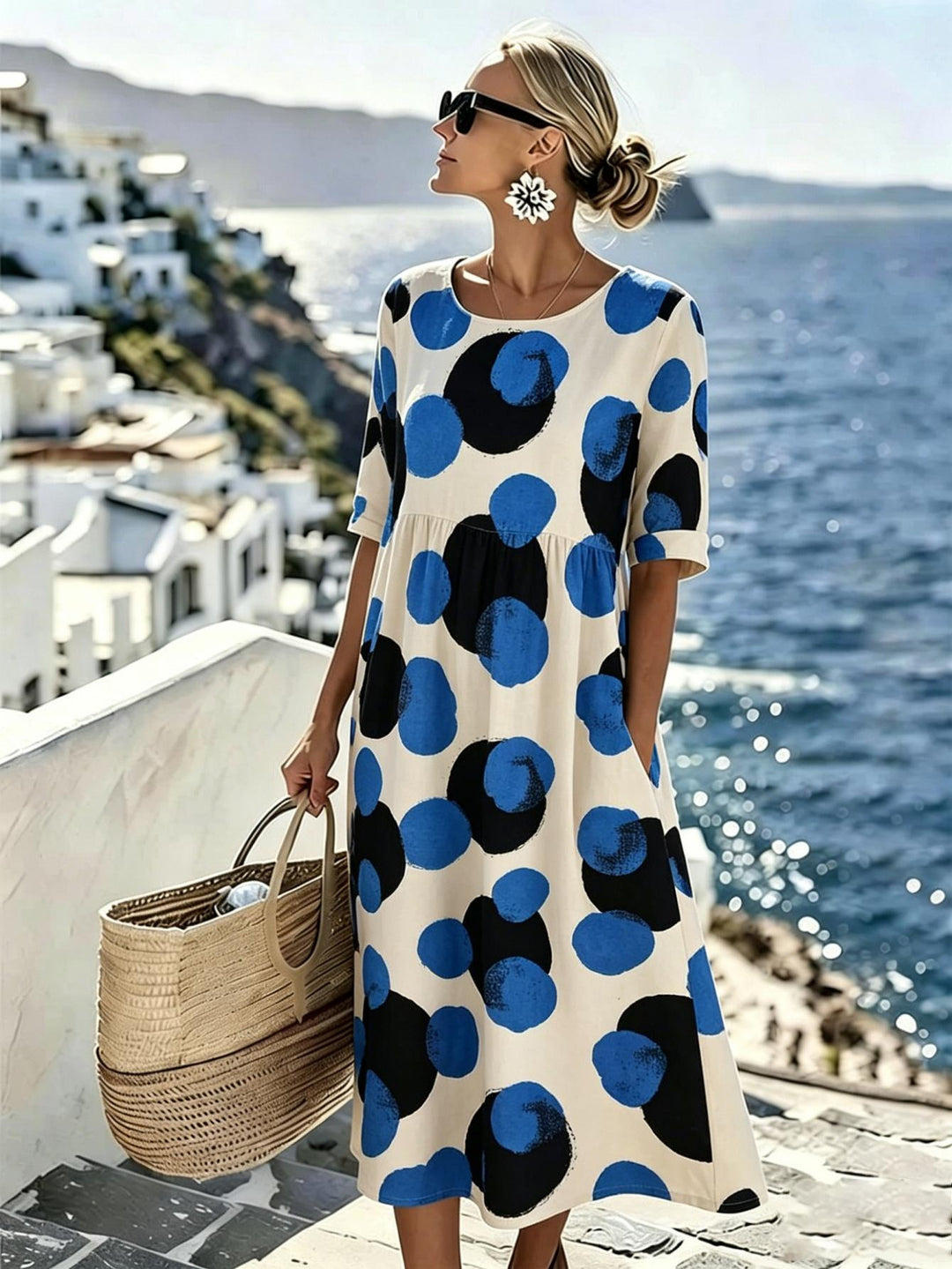 Celeste™ | Robe midi à pois d'inspiration côtière
