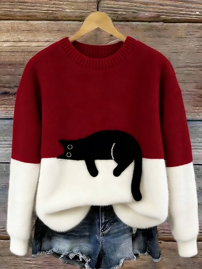 Aileen™ | Pull oversize élégant à imprimé chat