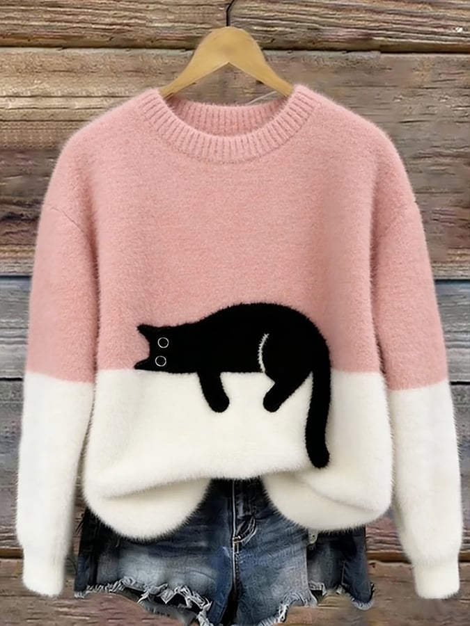 Aileen™ | Pull oversize élégant à imprimé chat