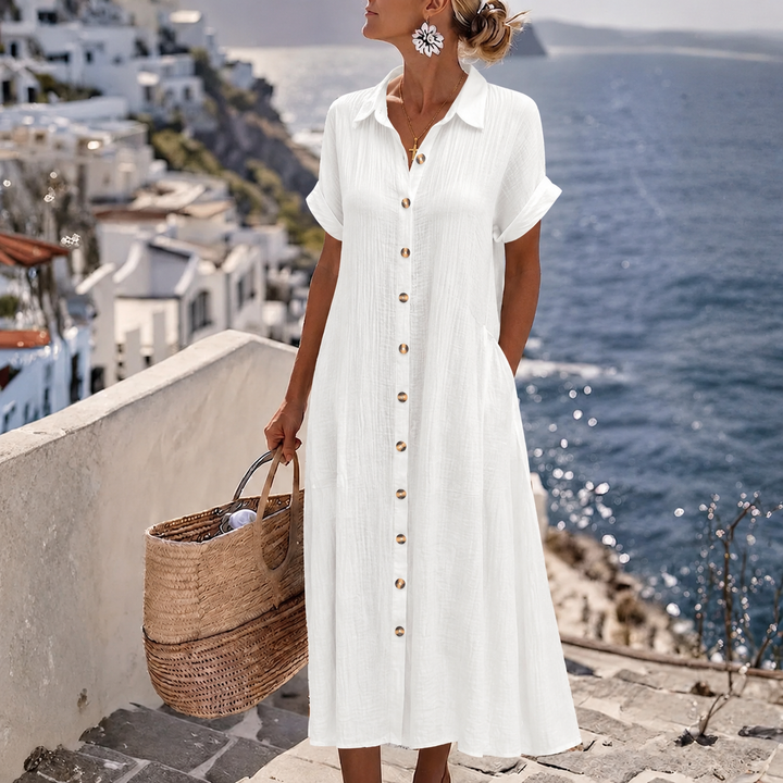 Livia™ | Robe midi d'été légère à boutons sur le devant