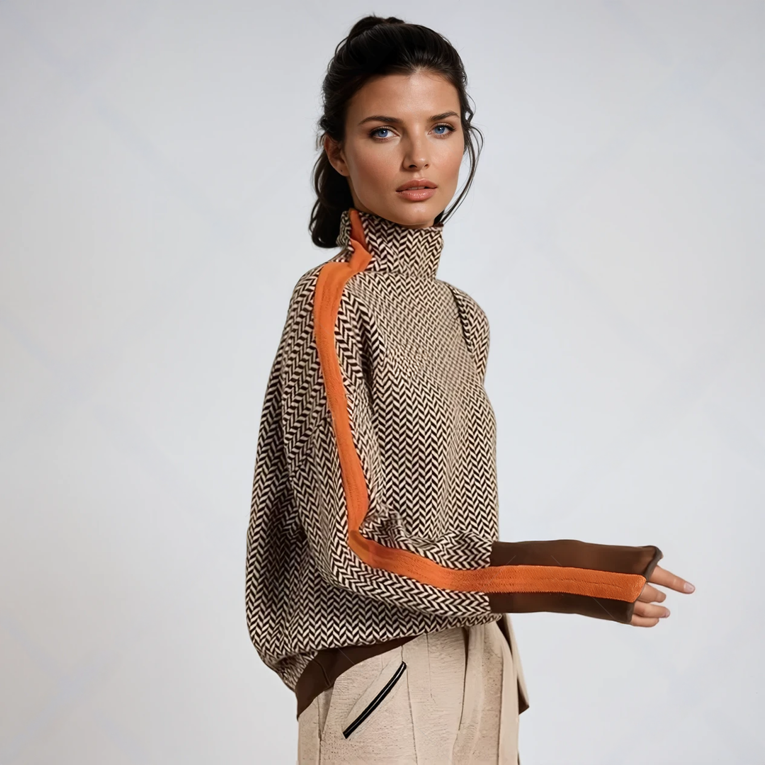 Clara™ | Pull à Col Roulé à Rayures Contrastées