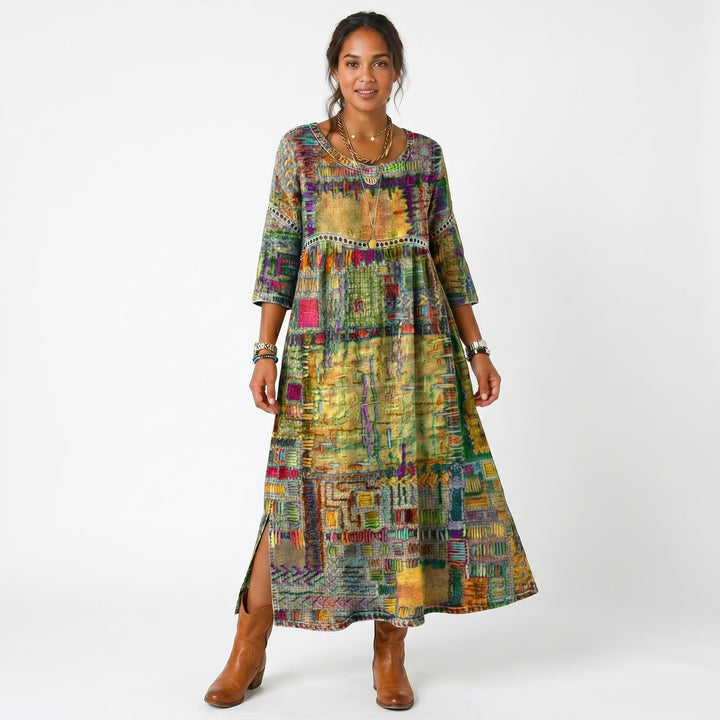 Amélia - Robe midi à motif abstrait