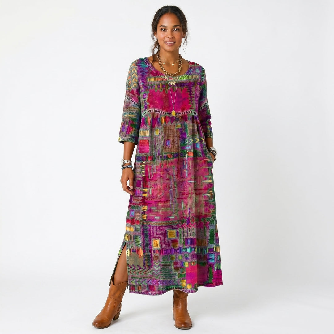 Amélia - Robe midi à motif abstrait