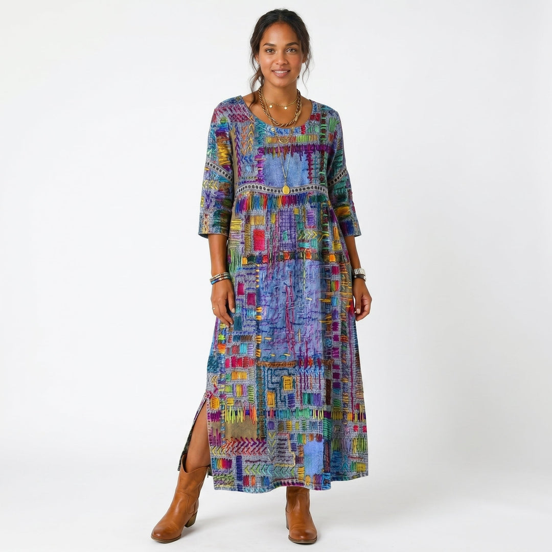 Amélia - Robe midi à motif abstrait