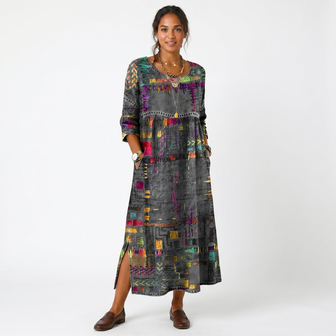 Amélia - Robe midi à motif abstrait