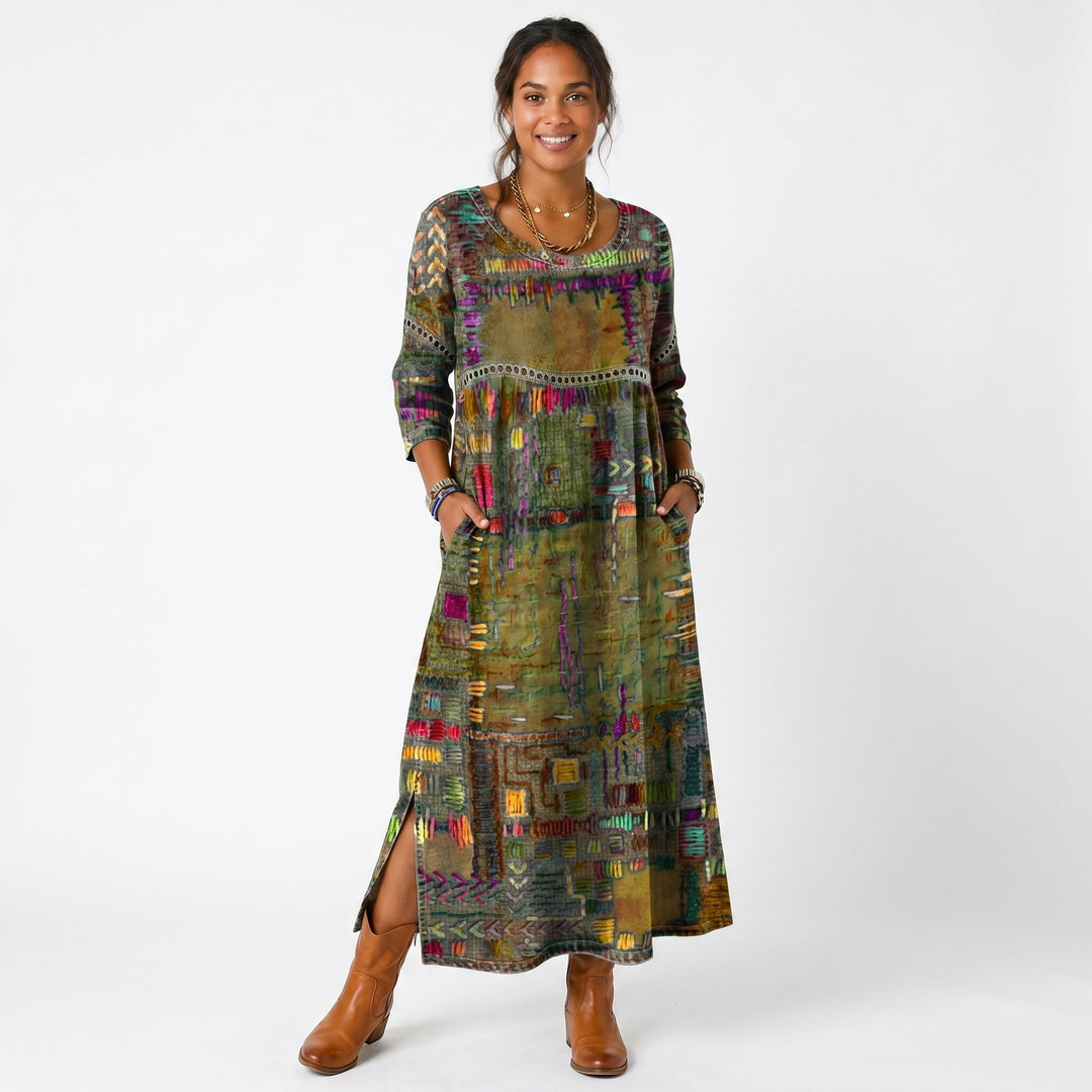 Amélia - Robe midi à motif abstrait