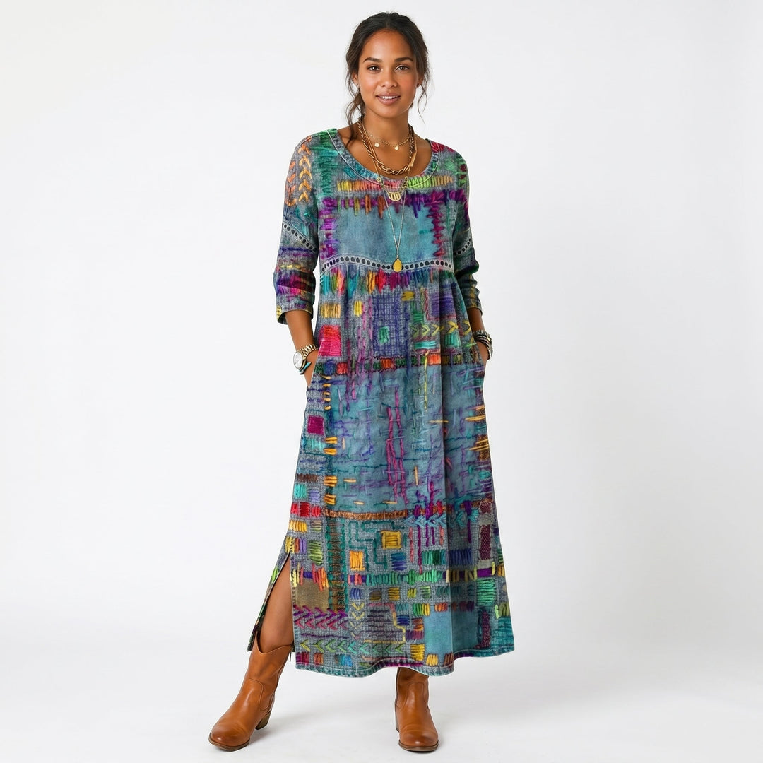 Amélia - Robe midi à motif abstrait