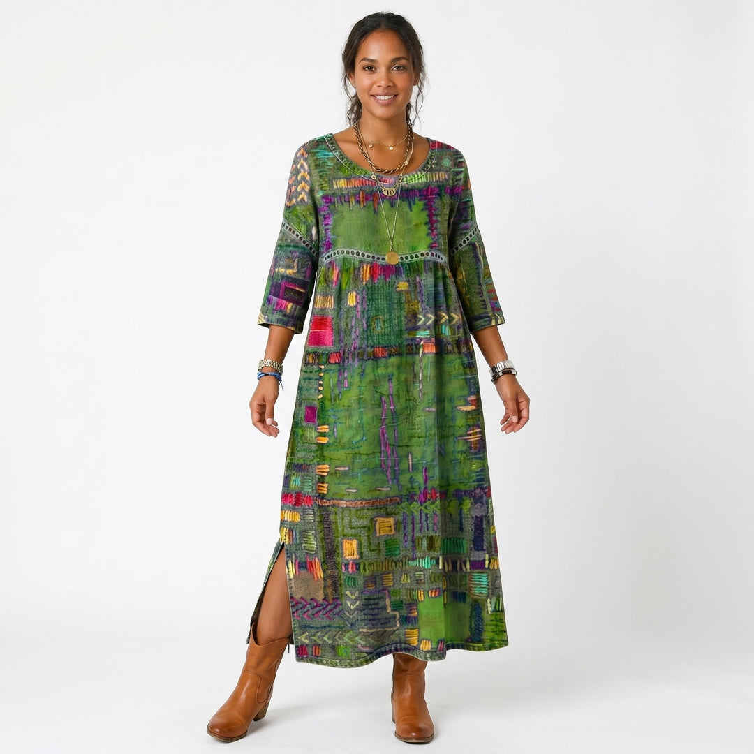 Amélia - Robe midi à motif abstrait