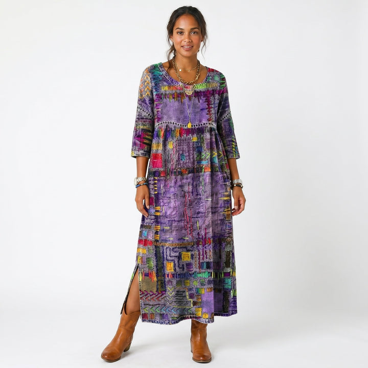 Amélia - Robe midi à motif abstrait