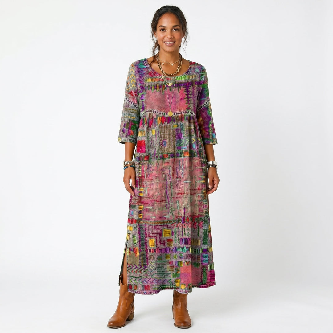 Amélia - Robe midi à motif abstrait