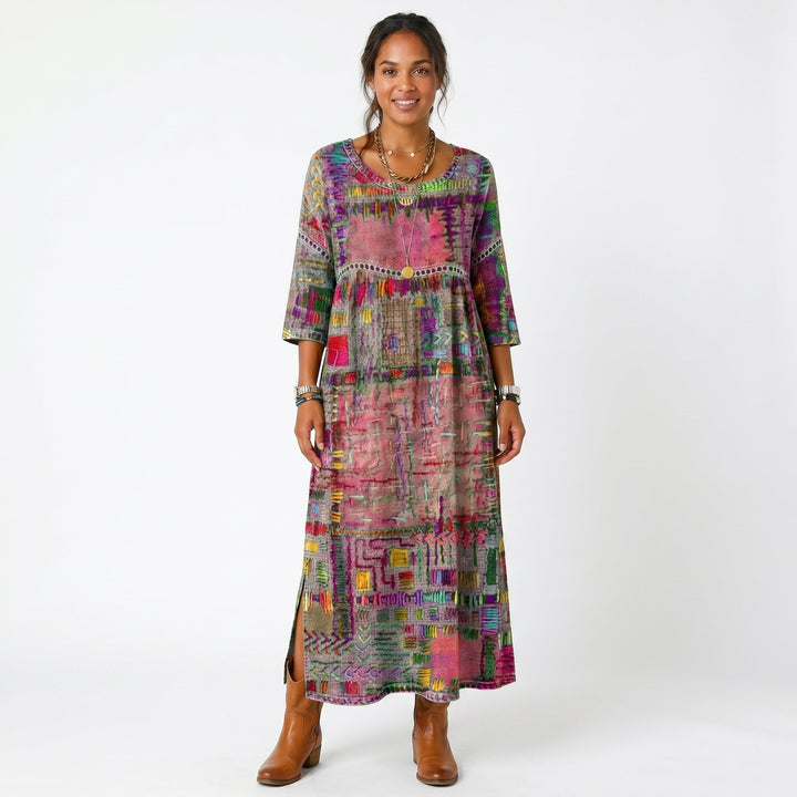 Amélia - Robe midi à motif abstrait