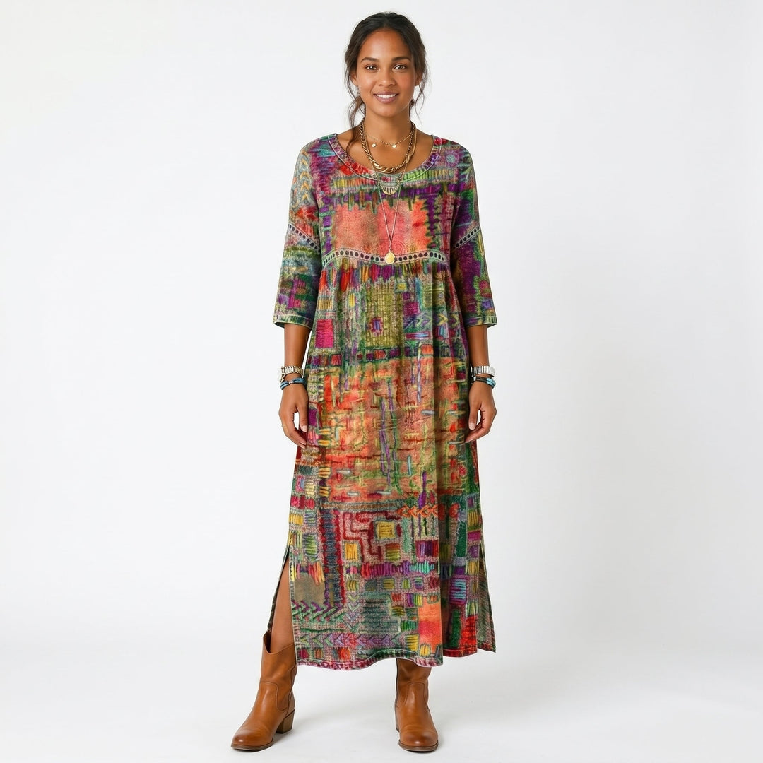 Amélia - Robe midi à motif abstrait