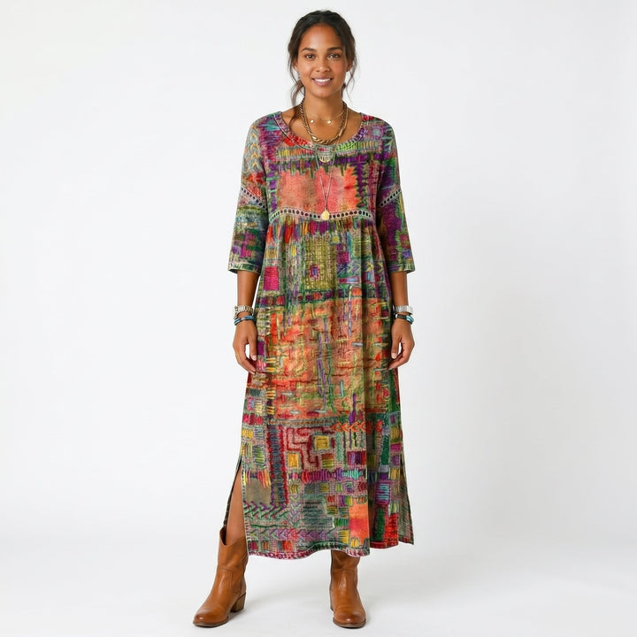 Amélia - Robe midi à motif abstrait