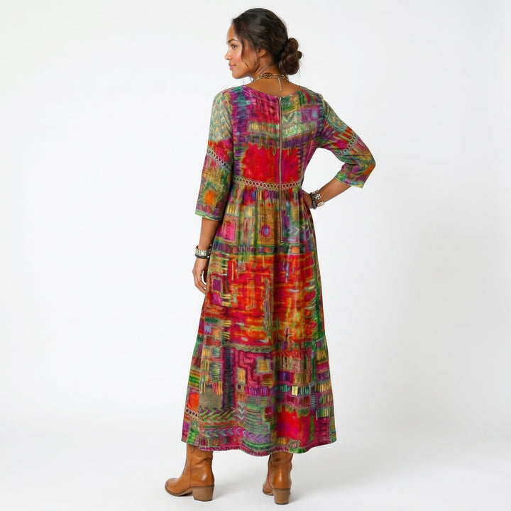 Amélia - Robe midi à motif abstrait