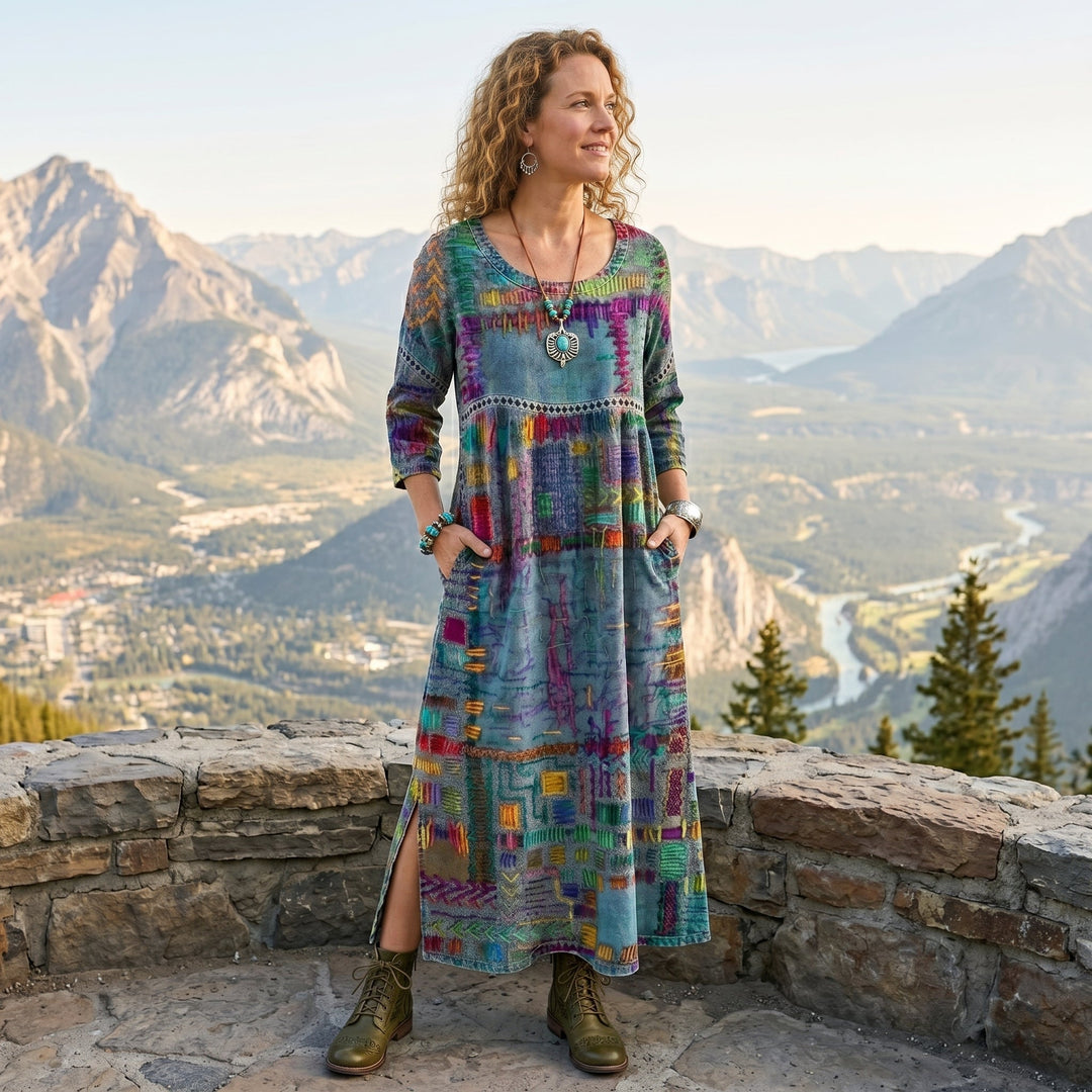 Amélia - Robe midi à motif abstrait