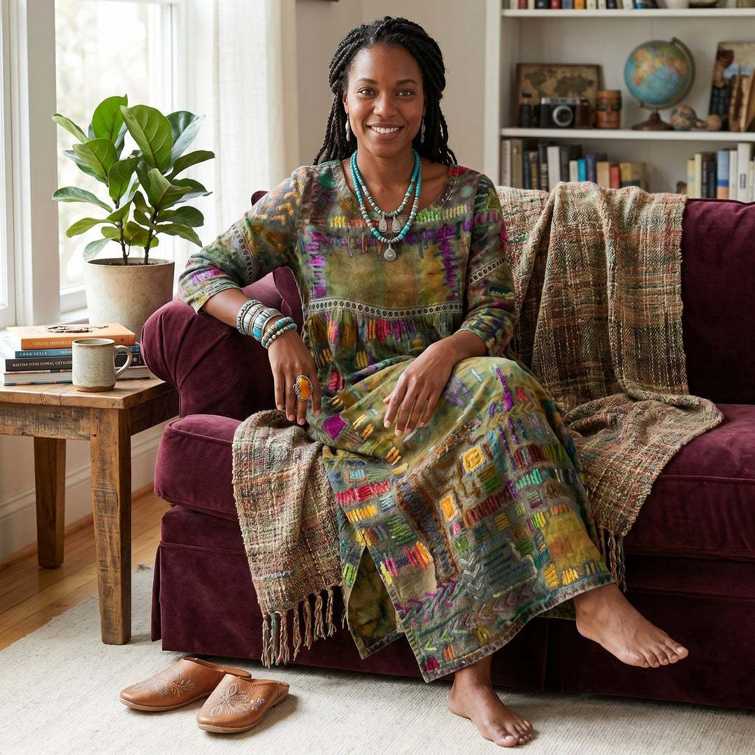 Amélia - Robe midi à motif abstrait