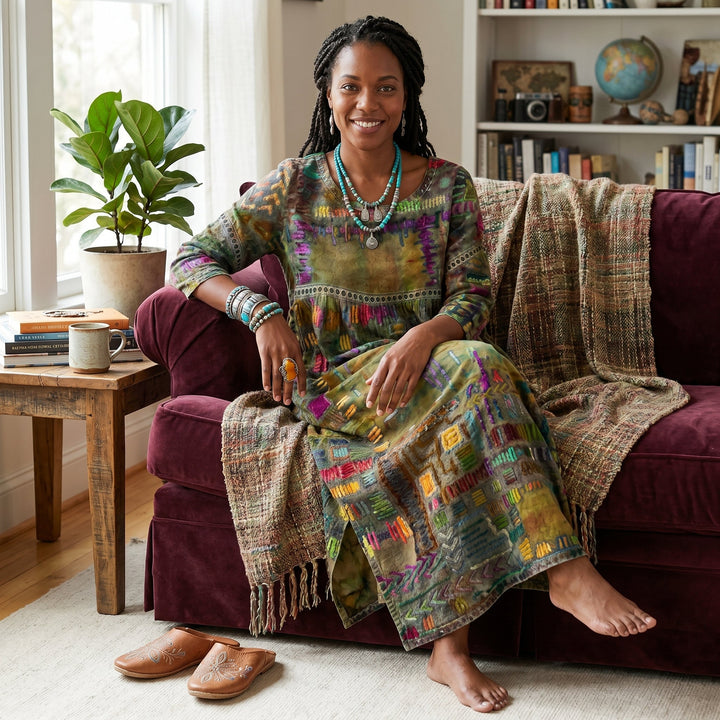 Amélia - Robe midi à motif abstrait