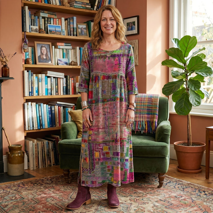 Amélia - Robe midi à motif abstrait