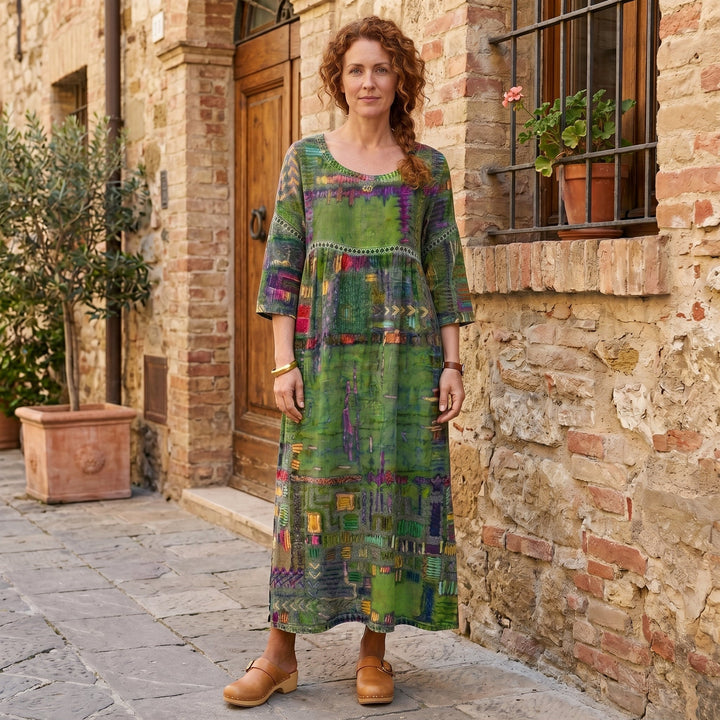 Amélia - Robe midi à motif abstrait